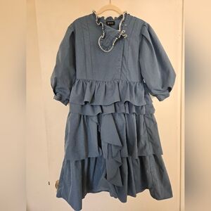 Elegant Blue Layered Kids Dress